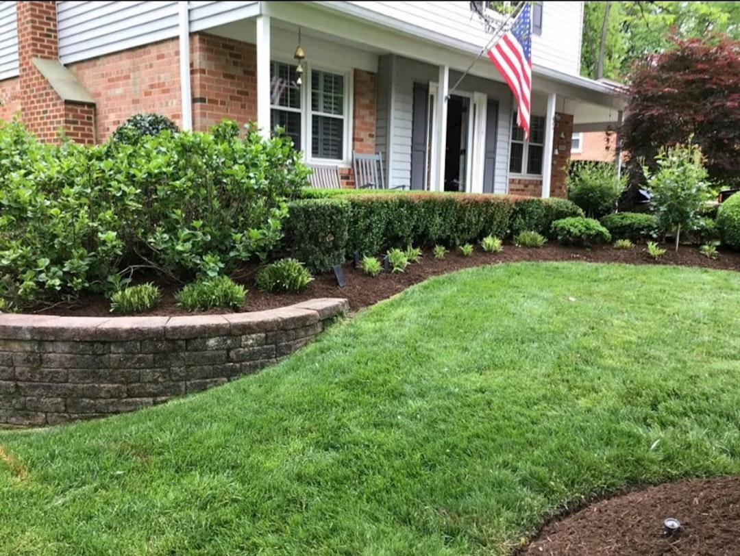 Fresh mulch beds and foundation plantings