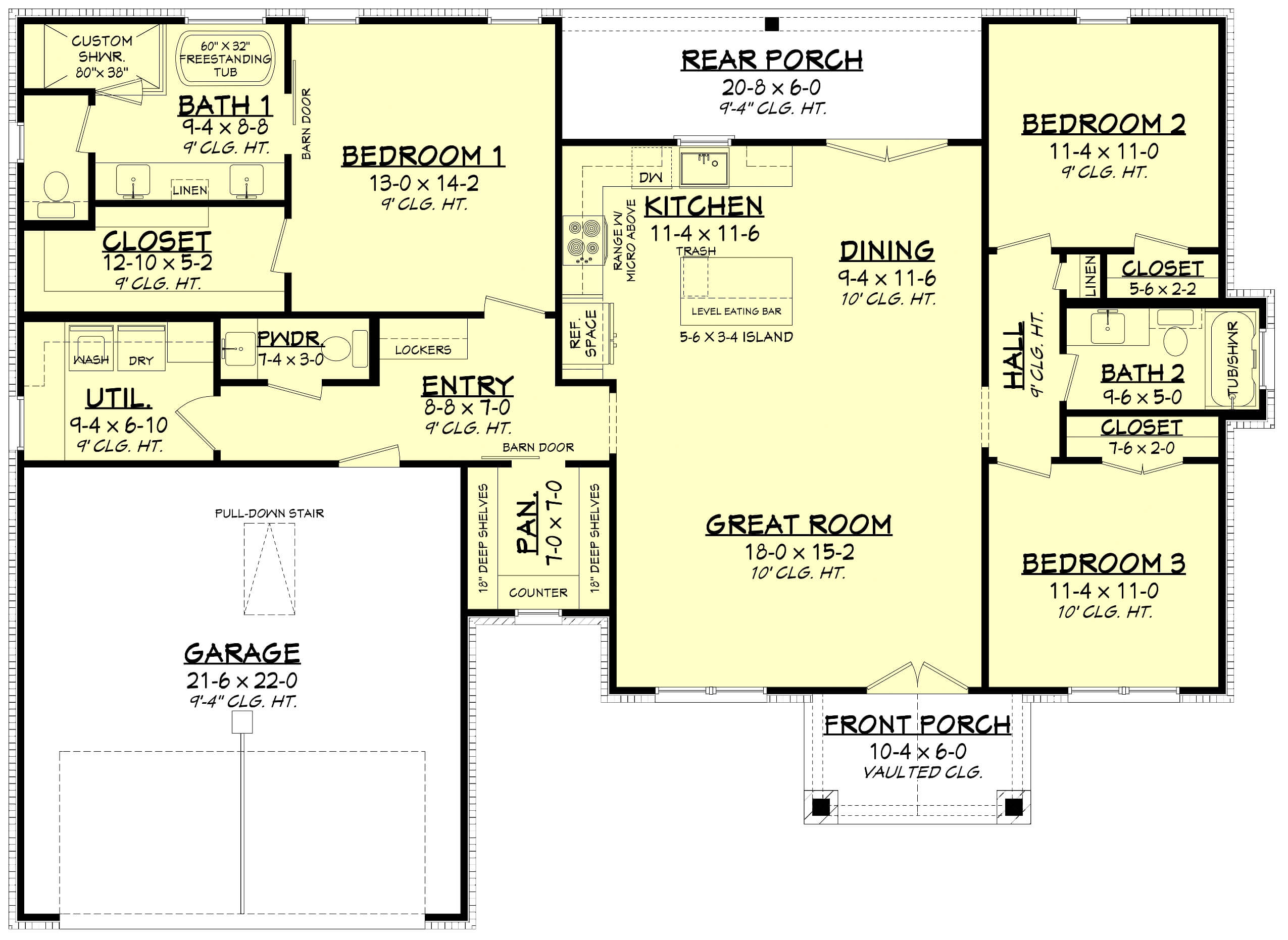 Plan 1599 — Main Floor floor plan