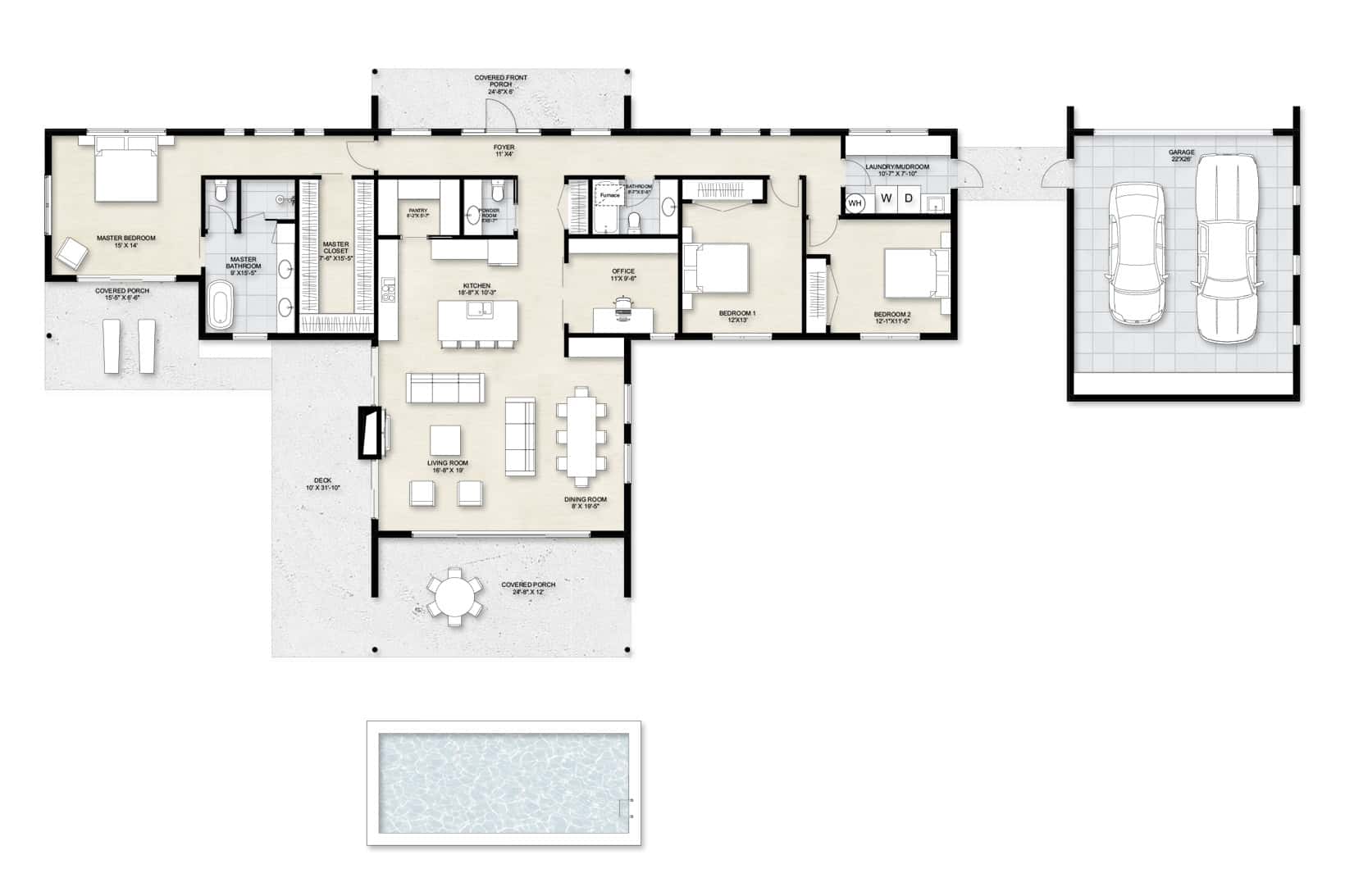 Plan T-325 — Main Floor floor plan