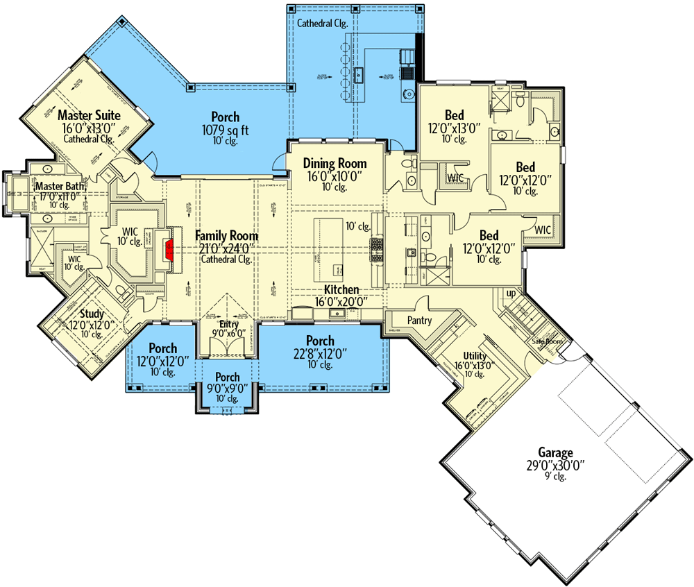 Plan 915047CHP — Main Level floor plan