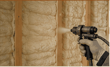 Closed-cell spray foam insulation applied between framing cavities