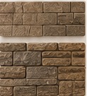 Stone veneer and masonry style options for a custom fireplace surround.