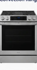 Thirty-inch stainless steel slide-in convection range from the Better mid-range appliance package.