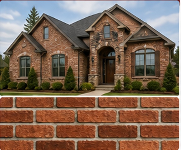 Brick siding option showing a brick home exterior and red brick texture sample.