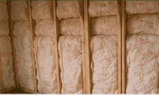 Batt insulation installed between wall studs