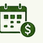 Clean payment schedule and draw schedule calendar dollar icon