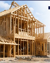 Framed new home under construction