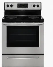 Stainless steel 30-inch freestanding electric or gas range from the Good entry-level appliance package.