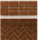 Brick pattern options including running bond and herringbone style masonry.