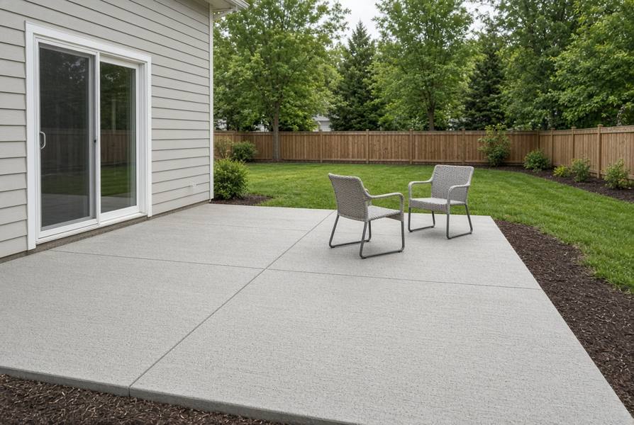 Broom-finish concrete patio