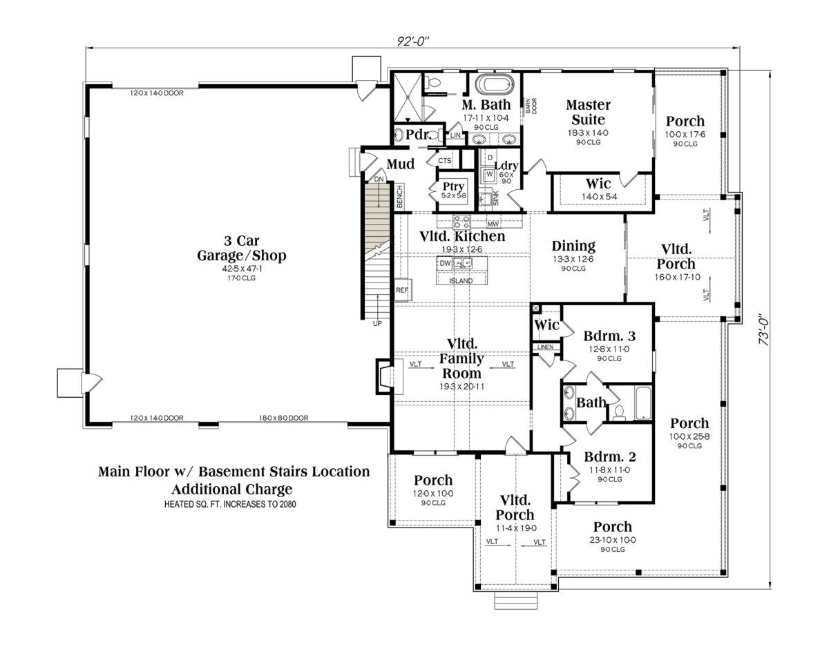 Plan 00900317 — Main Floor w/ Basement Stairs Location floor plan