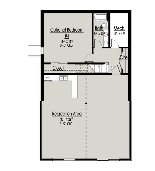 Plan 18302BE — Optional Lower Level floor plan