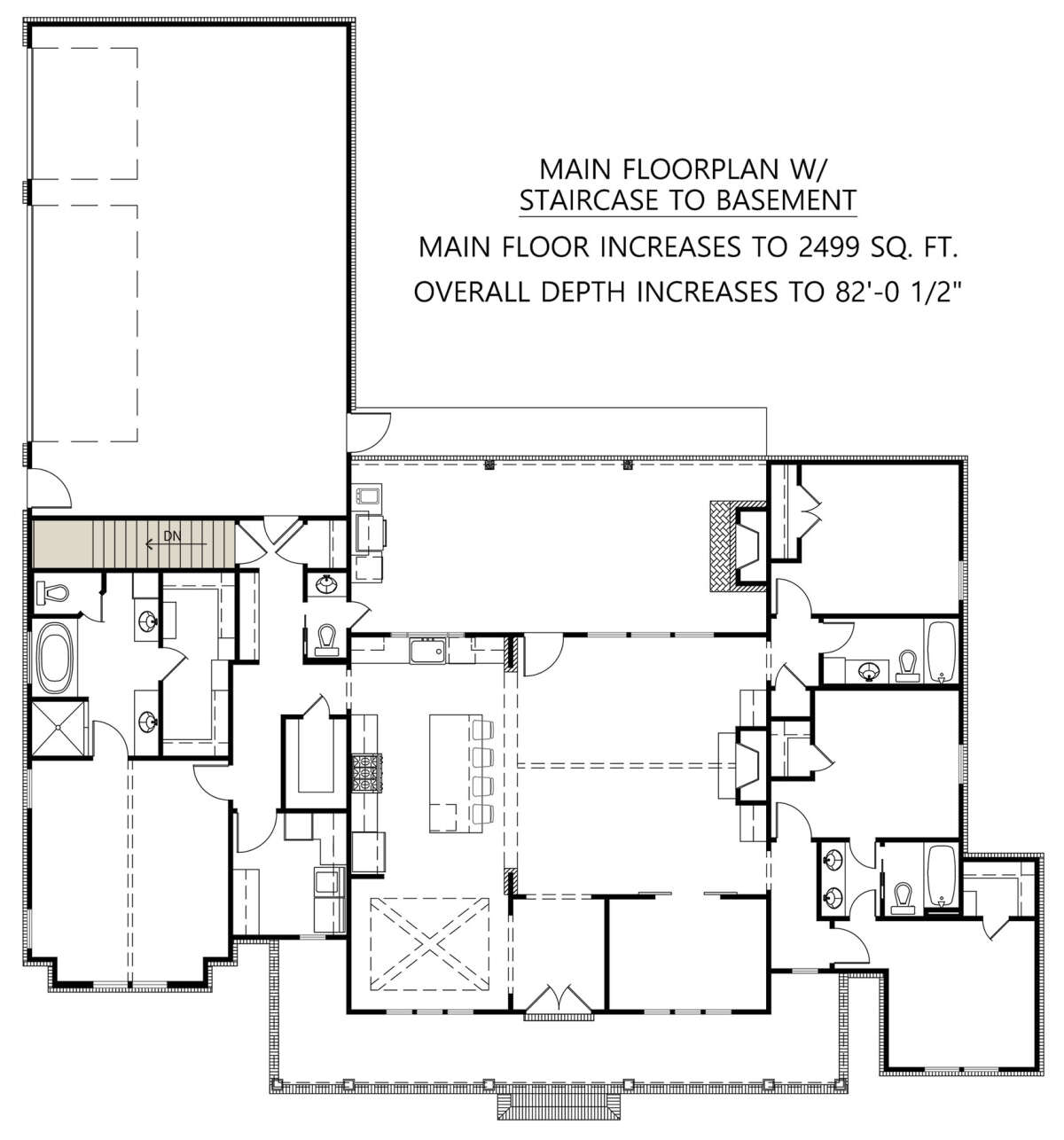 Plan 453400039 — Main Floor w/ Basement Stair Location floor plan