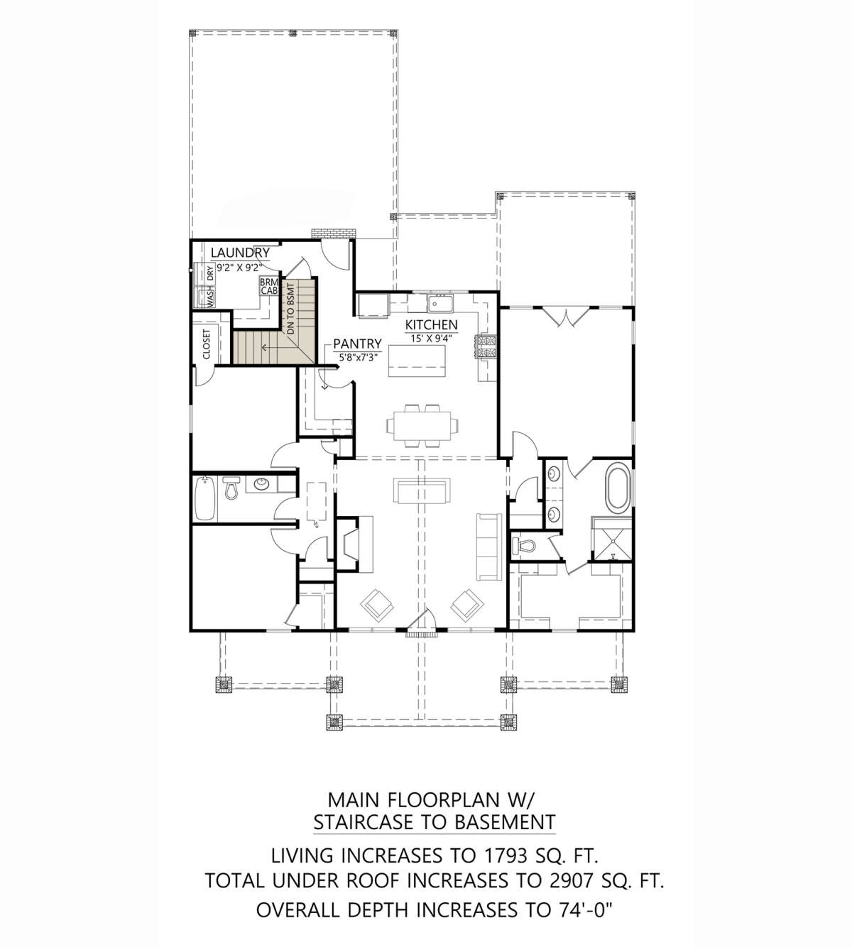 Plan 453400140 — Main Floor w/ Basement Stairs Location floor plan